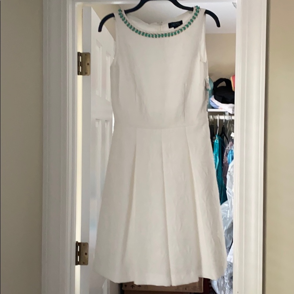 Never been worn white dress with beads!